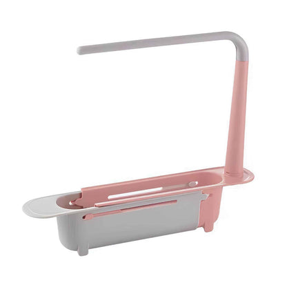 SinkSpace™ 2-in-1 Telescopic Sink Storage Rack – Adjustable Expandable Kitchen Sponge Holder & Sink Organizer