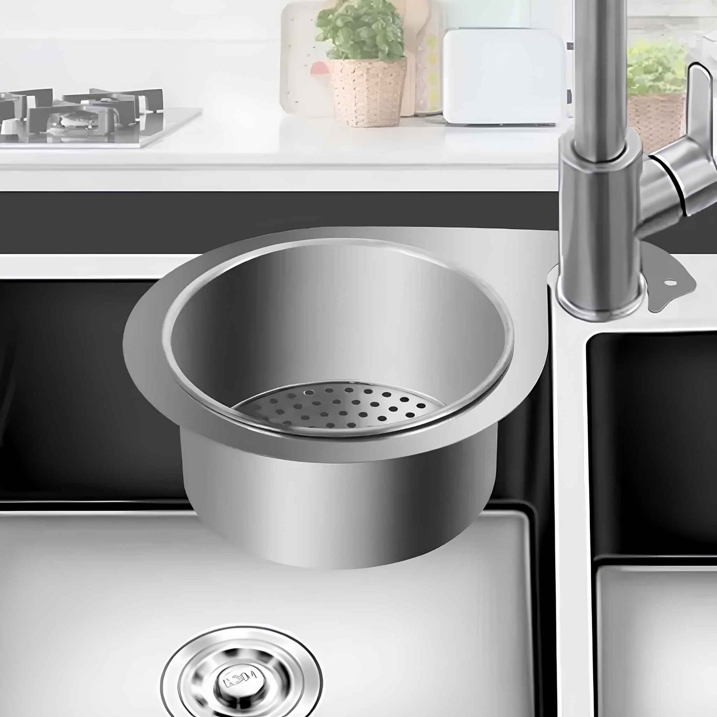 Stainless Steel Swan Sink Strainer Basket – Hanging Drain Basket for Kitchen Sink, Fruit & Vegetable Drainer, Sponge Holder