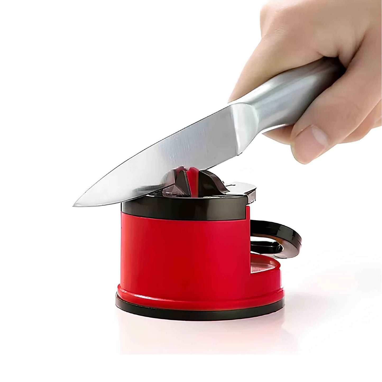 Compact Knife Sharpener with Suction Base – Manual 3-Stage Blade Sharpener Tool for Kitchen Knives, Chef Knives & Scissors