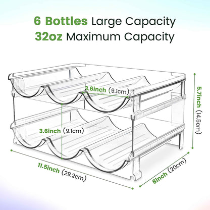Stackable Water Bottle Organizer for Cabinet – 2 Pack BPA-Free Bottle Storage Rack for Pantry & Refrigerator – Space Saving Kitchen Storage Holder