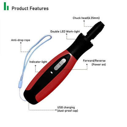 Electric Screwdriver Cordless 2000Mah Rechargeable Battery Power Tools Set Manual and Automatic Integrated LED Repair Tools