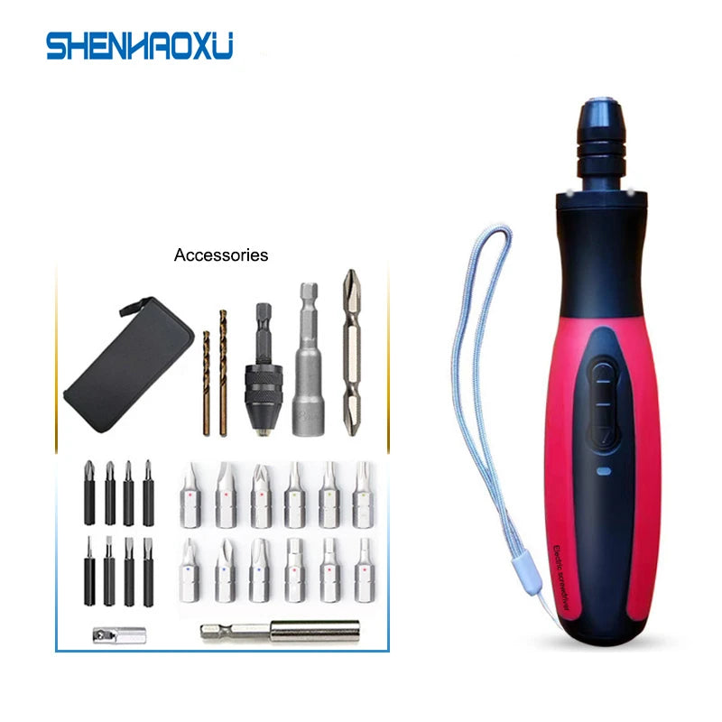 Electric Screwdriver Cordless 2000Mah Rechargeable Battery Power Tools Set Manual and Automatic Integrated LED Repair Tools